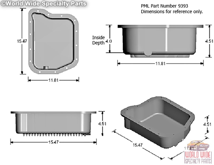 Chrysler, Dodge A727, 36RH, 37RH Deep Transmission Pan, HD - Cast